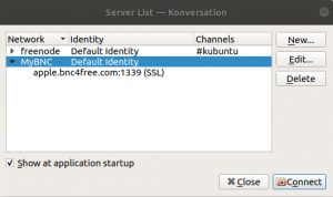 Screenshot of the Konversation Server List